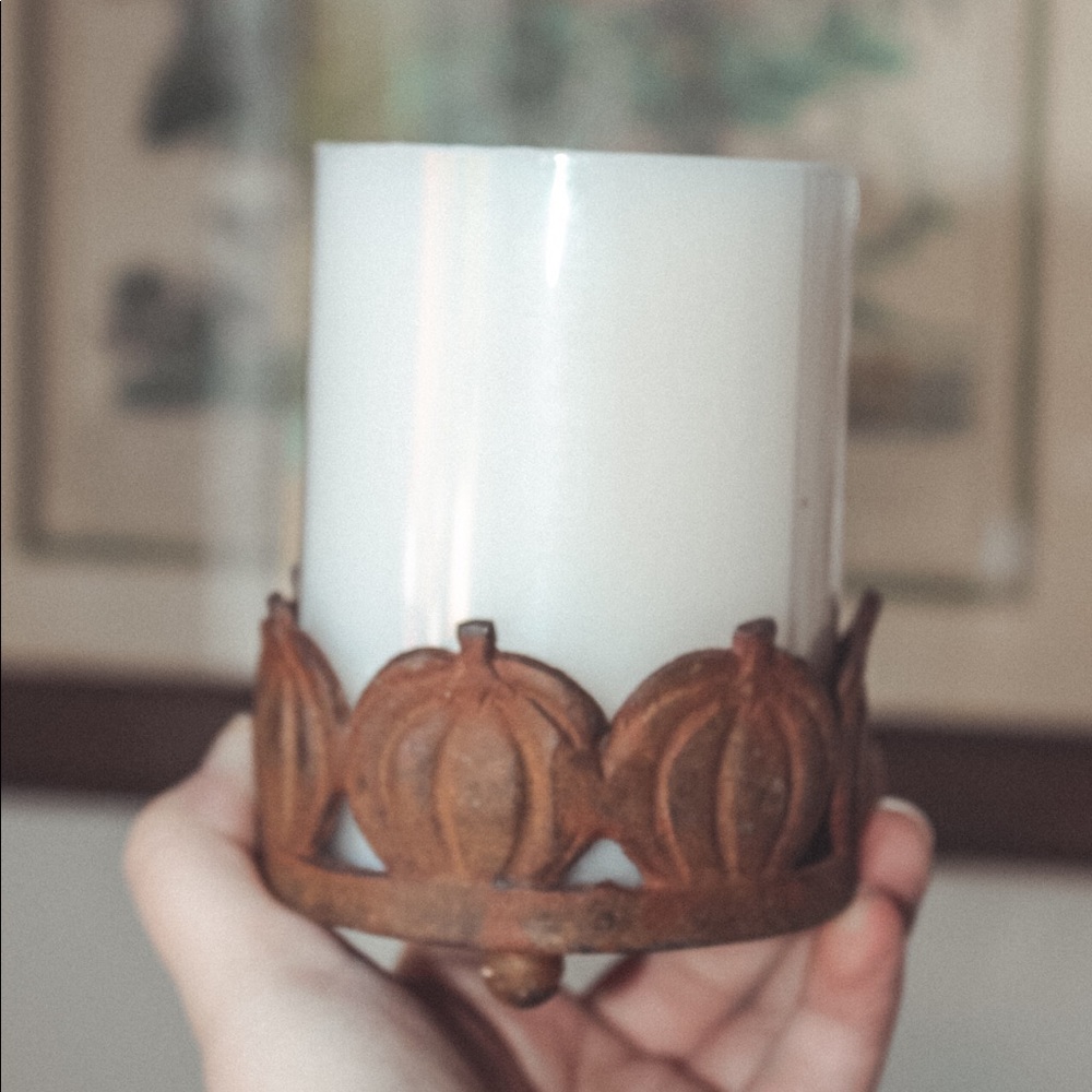 Rustic fall pumpkin candle holder decor